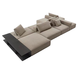 Canapé carré minimaliste en cuir véritable de luxe, style italien moderne, modulaire, pour villa et applications de design d'intérieur haut de gamme - Product Image 1