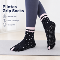 Chaussettes Pilates à cinq orteils, mi-mollet, mi-cuisse, en tricot, Spandex, Coton, Bambou, séchage rapide, respirantes, antibactériennes, antidérapantes