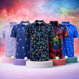 Camisas de Polo de Golf Personalizadas con Logotipo, Corte Ajustado, 80% Poliéster, 20% Elastano, Diseño con Estampado Completo por Sublimación para Hombre - Product Image 1
