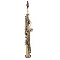 Saxophone soprano droit en Si bémol en laiton avec gravures manuelles, modèle TSSS-650L de la marque TaiShan, finition bronze antique à pois