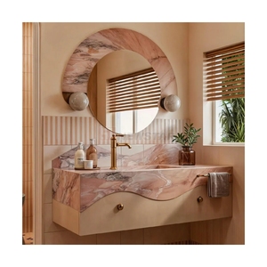Prezzo di fabbrica personalizzato sogno in marmo rosa lavabo Top bagno di lusso moderno piedistallo in marmo lavandino - Product Image 1