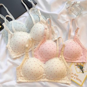 Sweet Floral Pattern Sexy Lace Bra <b>Push</b>-Up Wire-Free Thin Breathable Knitted Seamless Teenagers Fashionable Adjusted-straps 3/4 - Product Image 1