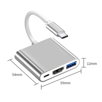 Hub USB C 3 in 1 4K USB3.0 PD Adaptor Multiport Tipe C Docking Station Tersedia Tanpa Minimum Order