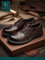 Chaussures Oxford en cuir véritable pour homme, à lacets, respirantes, semelle en caoutchouc, pour le bureau, printemps, été, automne