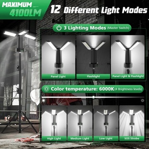 Lampe de <span class=keywords><strong>travail</strong></span> LED multifonctionnelle à énergie solaire, rechargeable, pliable, rétractable, portable, étanche, pour le camping, la randonnée et les excursions - Product Image 2