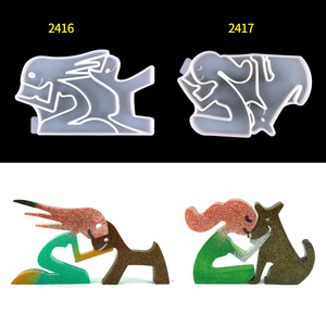 Moules de coulée en résine faits à la main pour bricolage ornements décoratifs Ins Style Silicone fille qui aime les chiens porte-clés moule 2416 - Product Image 1