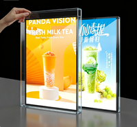 Boîte lumineuse publicitaire LED en verre trempé ultra-mince avec insertion supérieure et affichage rapide pour affichage de menus de restaurant