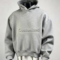 Sweater Olahraga Lengan Panjang Katun Musim Gugur Musim Dingin Logo Kustom Pria Streetwear Hoodie Cetak Timbul