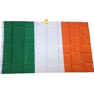100% ülke bayrağı ipek creen baskı İrlanda bayrağı yeşil beyaz turuncu İrlanda afiş 3x5 FT