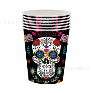 Fournitures de fête de remise des diplômes sur le thème du Jour des Morts mexicain : Assiettes <span class=keywords><strong>en</strong></span> <span class=keywords><strong>papier</strong></span> jetables, gobelets, serviettes, set de nappes - Product Image 4