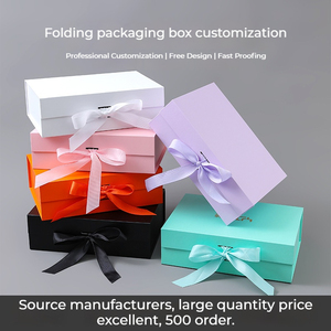 Wholesale One-Piece Solid Color Flip-Fold Gift Box Bow Folding Packaging for Cross-Border Foreign <strong>Trade</strong> <strong>Decorative</strong> Object - Product Image 2