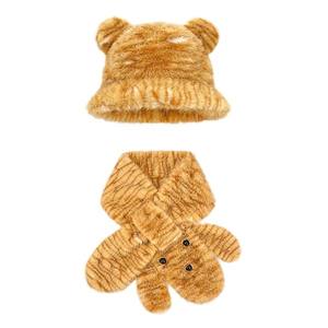 Chapeau de pêcheur moelleux à oreilles d'ours mignon, <span class=keywords><strong>gants</strong></span> chauds, écharpe de dessin animé, cache-cou d'hiver, 100% acrylique, style image - Product Image 5