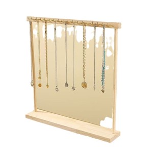 Soporte de exhibición de collares de madera, estante para joyería con 8 ganchos, organizador de escritorio, estilo moderno y sencillo - Product Image 3