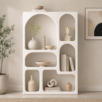 Étagère murale de rangement multicouche en bois blanc crème moderne pour bar à domicile, cave à vin, salle à manger, bureau à domicile, entrepôt, buanderie