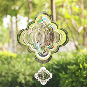 Customize Reusable 3D Rotating Stainless Steel Metal Wind Chime Hanging Home Garden Decoration Mirror Cloud Pendant - Product Image 2