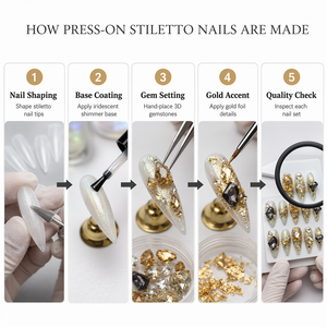 Faux ongles à presser couleur or champagne avec paillettes et strass, couvrance totale, élégants pour les soirées - Product Image 2