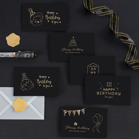 Papier Tactile de qualité supérieure pour anniversaire, cartes de vœux à estampage en aluminium noir Vintage avec enveloppes