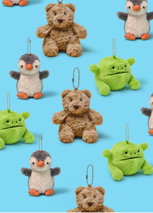 Portachiavi Jellycat con Ciondolo a Forma di Piccolo Animale (Pinguino, Orso, Rana) - Peluche Imbottito in Cotone PP, Regalo Perfetto - Product Image 6