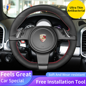 Vente d'usine Nouveau design Décoration intérieure Produit en cuir Couture à la main <span class=keywords><strong>Housse</strong></span> <span class=keywords><strong>de</strong></span> <span class=keywords><strong>volant</strong></span> pour Porsche Cayenne - Product Image 5