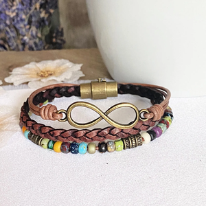 Braided Leather <b>Bracelet</b> Picasso <b>Beads</b> Boho Wrap HR Brand Retro Leather And <b>Beads</b> <b>Bracelet</b> Men's and women's bangles - Product Image 3