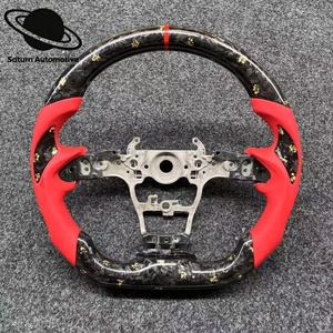 Volant de direction à 3 branches en fibre de carbone OLIVER avec patch en forme de cornes de démon, style feuille d'or forgée, pour <span class=keywords><strong>Corvette</strong></span> C8 - Product Image 1