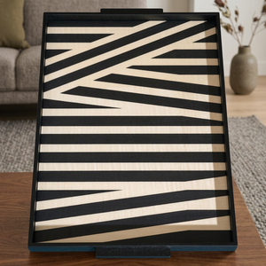Mother Pearl & Bone Inlay Wood Square Serving <b>Tray</b> with Metal Handle Modern Design Dishwasher Safe for Party Use-Taqi Craft - Product Image 6