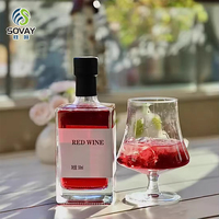 Botellas de Vidrio Cuadradas Vacías de 375 ml, 500 ml, 750 ml, Recipientes Cuadrados Transparentes para Almacenamiento de Líquidos para el Hogar y Bar, Botellas de Vino con Corcho
