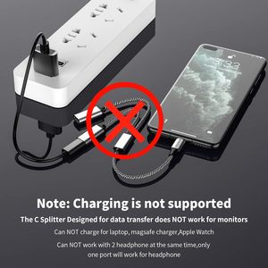 2-Trong 1 <span class=keywords><strong>USB</strong></span> C Hub Phần Mở Rộng 2-Cổng Loại C Cáp Splitter OTG Chuyển Adapter Cho PC Máy Tính Xách Tay PVC Máy Chiếu Microphone Loa - Product Image 2