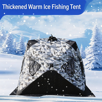 Tente de pêche sur glace thermique populaire, style pop, en tissu Oxford, avec poteaux en fibre de verre, pour 3-5 personnes, résistante au froid, chaude, pour l'hiver, à toit surélevé, facile à monter