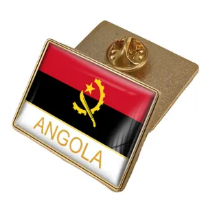 Angola Flag Crystal Epoxy Badge Pin World Flag Pins