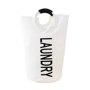Benutzer definiertes Logo Faltbarer Oxford Stoff Wäsche korb Faltbare Leinwand Badezimmer Stoff Korb Griffe Lagerung Wasch box Home