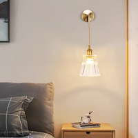 Vente en gros lampe de chevet rétro moderne en verre avec abat-jour en fer et applique murale LED à intensité variable pour chambre à coucher couloir salle de lecture