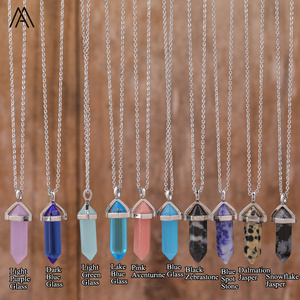 1 Zoll Natürlicher Echter Edelstein Doppelspitzen-Sechseck-Perlenanhänger Halskette im Boho-Stil für Damengeschenke - Product Image 5