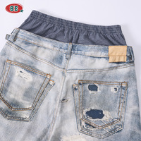 BE Menswear Nouvelle Collection Printemps/Été – Jean Droit Ample Texturé Double Taille Style Côte Ouest Tendance High-Street