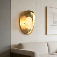Applique murale minimaliste en cuivre et marbre pour chambre à coucher, éclairage LED blanc chaud 3500K, contrôle par interrupteur, style moderne