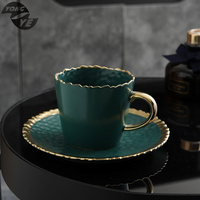 Ensemble tasse à café et soucoupe en céramique simple style européen personnalisé pour couple cadeau au design classique