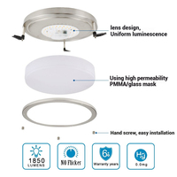 Plafonnier LED à double anneau moderne à gradation CCT, couvercle givré à encastrer sélectionnable pour chambre à coucher pour hôtels, indice de protection IP44