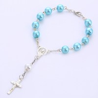Mini Bracelet de baptême, 1 pièce, en argent, chapelet de baptême catholique