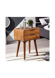 โต๊ะข้างเตียงทำด้วยมือเฟอร์นิเจอร์ห้องนอนทันสมัยพร้อมลิ้นชัก2ชั้นสีน้ำตาลสินค้าจำนวนมาก - Product Image 3