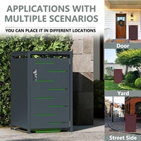 Abri de rangement moderne pour poubelles extérieures, cache-poubelles à roulettes 2x240L en acier inoxydable, résistant aux intempéries, revêtement poudré, couvercle automatique