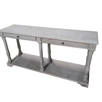 Table console de style antique français, table console de luxe en bois massif recyclé pour couloir avec tiroirs