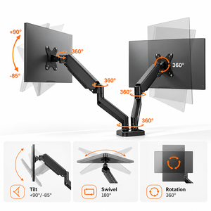 <b>Dual</b> <b>Monitor</b> Arm Gas Spring Desk <b>Mount</b> Adjustable Height Swivel VESA Bracket with Clamp Grommet Base for 13 to 32 Inch - Product Image 2
