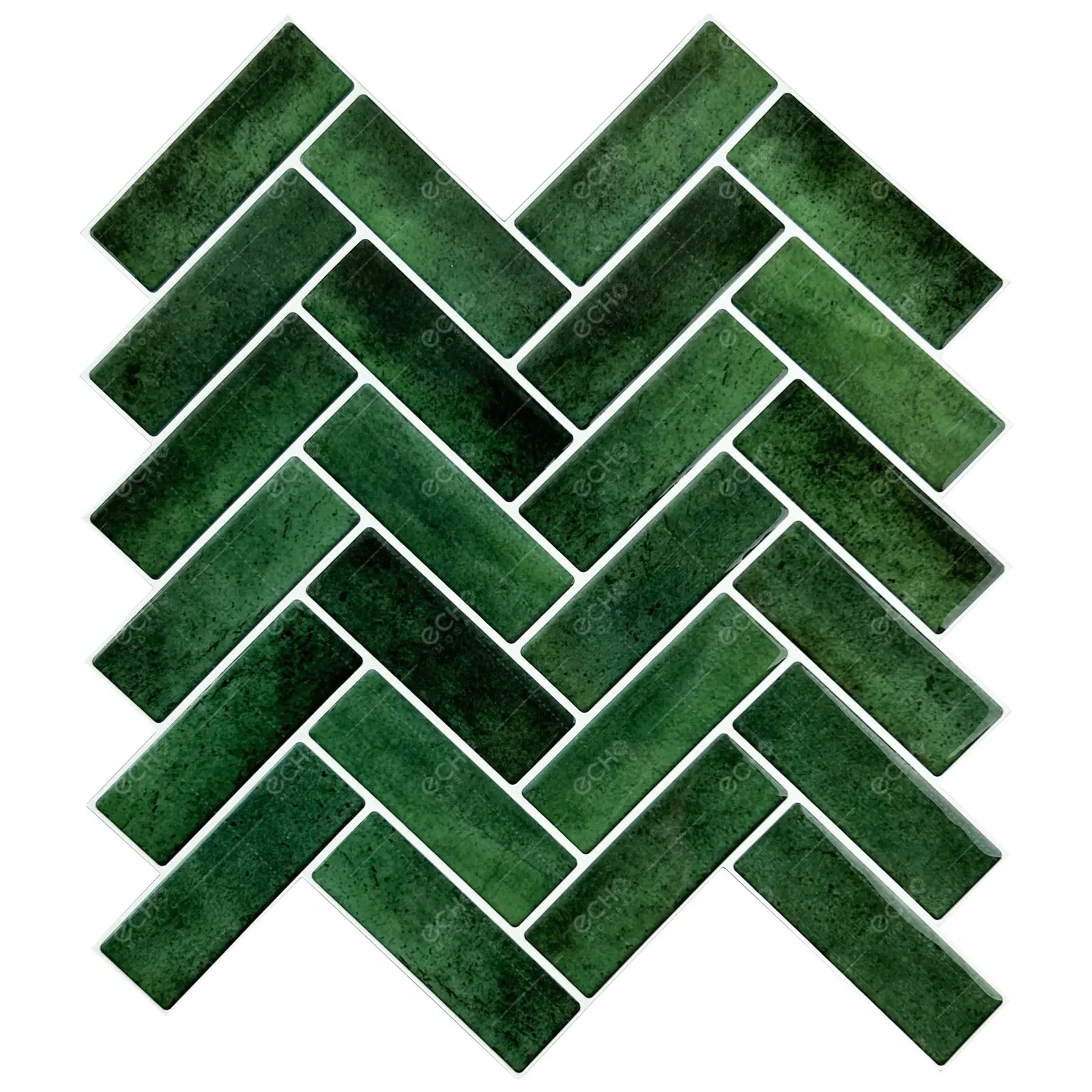 Prêt à expédier vert chevrons 3D 12x12 dosseret Gel carrelage peler et coller mosaïque pour dosseret de cuisine