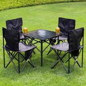 Ensemble de jardin pliable d'extérieur, table et chaises en métal 4 places, portable pour le camping, le pique-nique et la pêche - Product Image 5