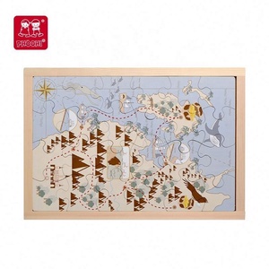 Puzzle de <span class=keywords><strong>carte</strong></span> au trésor en bois de jouet éducatif d'enfants tôt d'enfants pour le bambin - Product Image 1