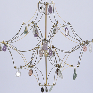 Natural Crystal Pendant Chandelier Decorative Brass Hanging Lamp Luxury Artistic Ceiling <b>Light</b> for <b>Dining</b> Room Living Room Hotel - Product Image 6