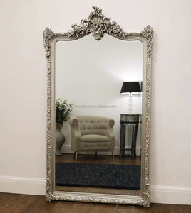 Pháp phong cách tường gỗ khắc gương đầy đủ chiều dài lớn trang trí vòm vàng cổ điển khung đứng cổ sàn gương - Product Image 2