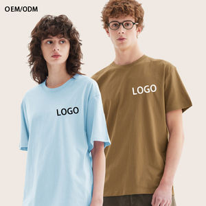 Camiseta de algodón de corte holgado personalizable al por mayor para hombre, camiseta de cuello redondo de algodón grueso para hombre con estampado de logotipo - Product Image 1