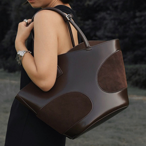 Bolso de Mano de Cuero Genuino para Mujer, Diseño de Nicho, Patchwork, Moda Casual, Bandolera, Correa Única, Tamaño Grande, Todas las Temporadas - Product Image 2