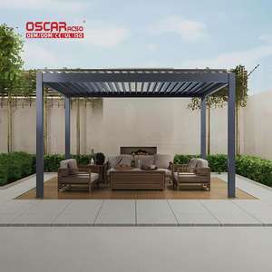 Table d'extérieur design en aluminium à ossature métallique <span class=keywords><strong>pour</strong></span> terrasse Toit Bioclimatica électrique avec rideau <span class=keywords><strong>pour</strong></span> jardin, patio, balcon et <span class=keywords><strong>pergola</strong></span> - Product Image 1